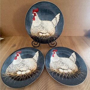 VTG Warren Kimble Henny Penny 8" Plate Dessert Salad Sakura Farmhouse Lot of 3